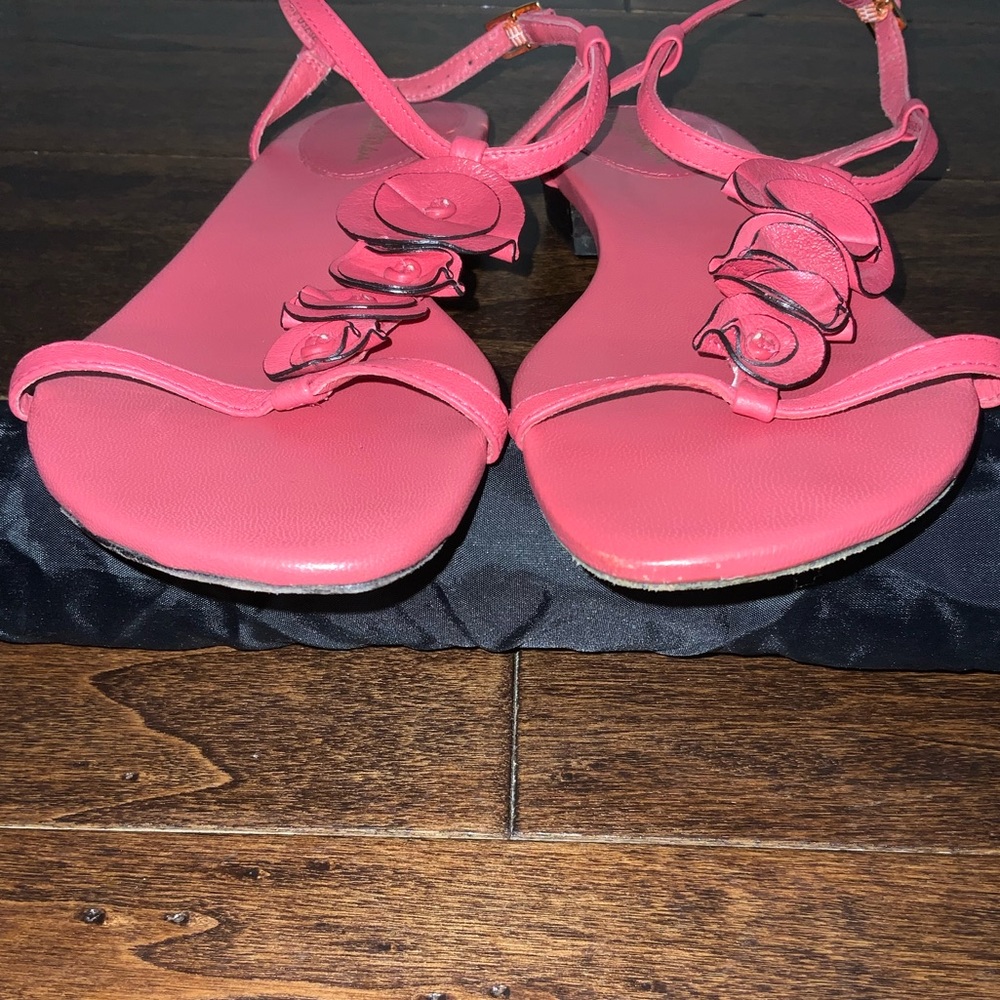 Cole Haan Air Halsey Salmon Color Leather T-Strap Sandals Flats Size 8.5 - Picture 6 of 10